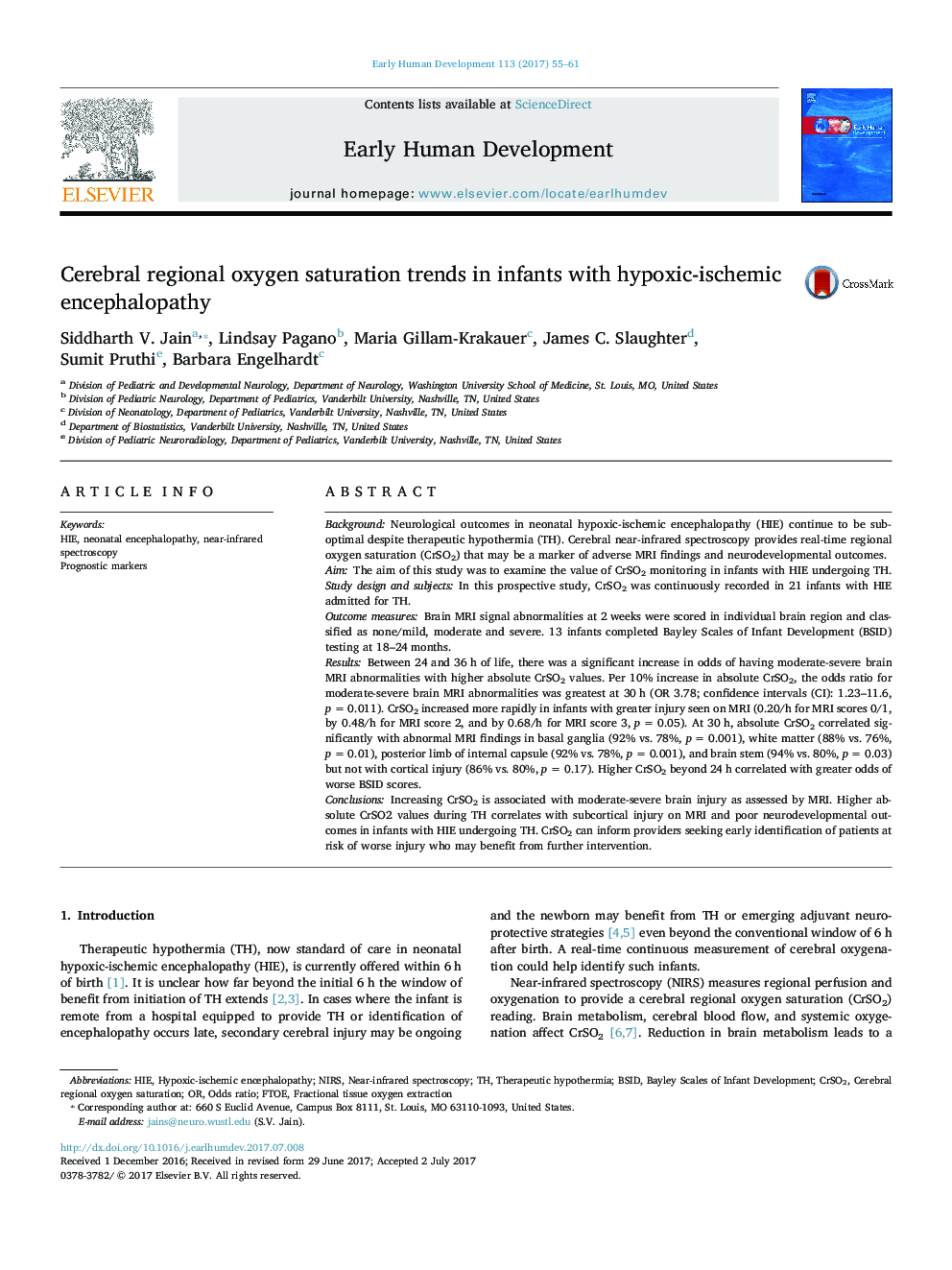 Cerebral regional oxygen saturation trends in infants with hypoxic-ischemic encephalopathy