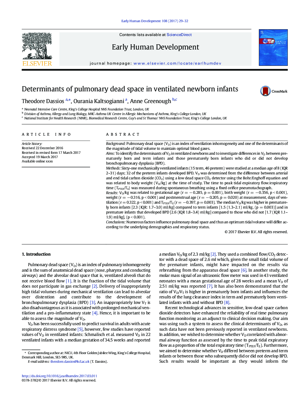 Determinants of pulmonary dead space in ventilated newborn infants