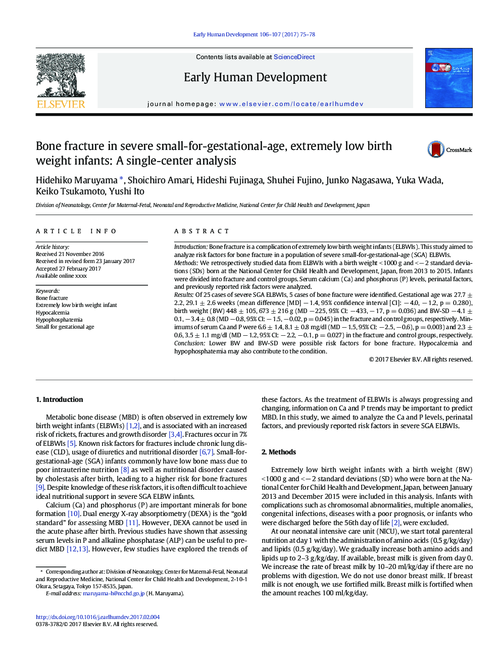 Bone fracture in severe small-for-gestational-age, extremely low birth weight infants: A single-center analysis