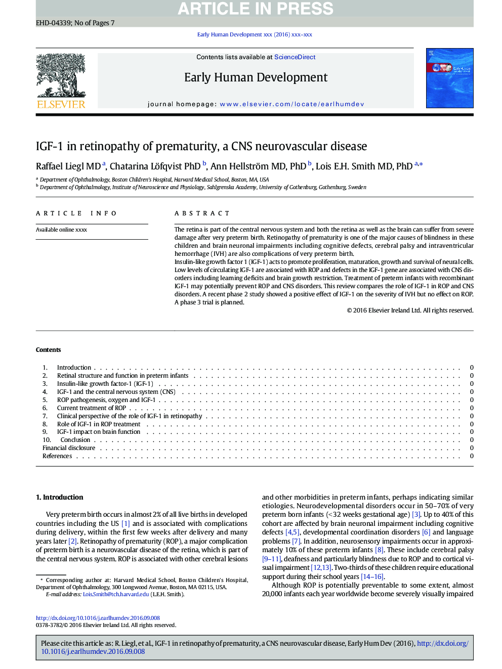 IGF-1 in retinopathy of prematurity, a CNS neurovascular disease