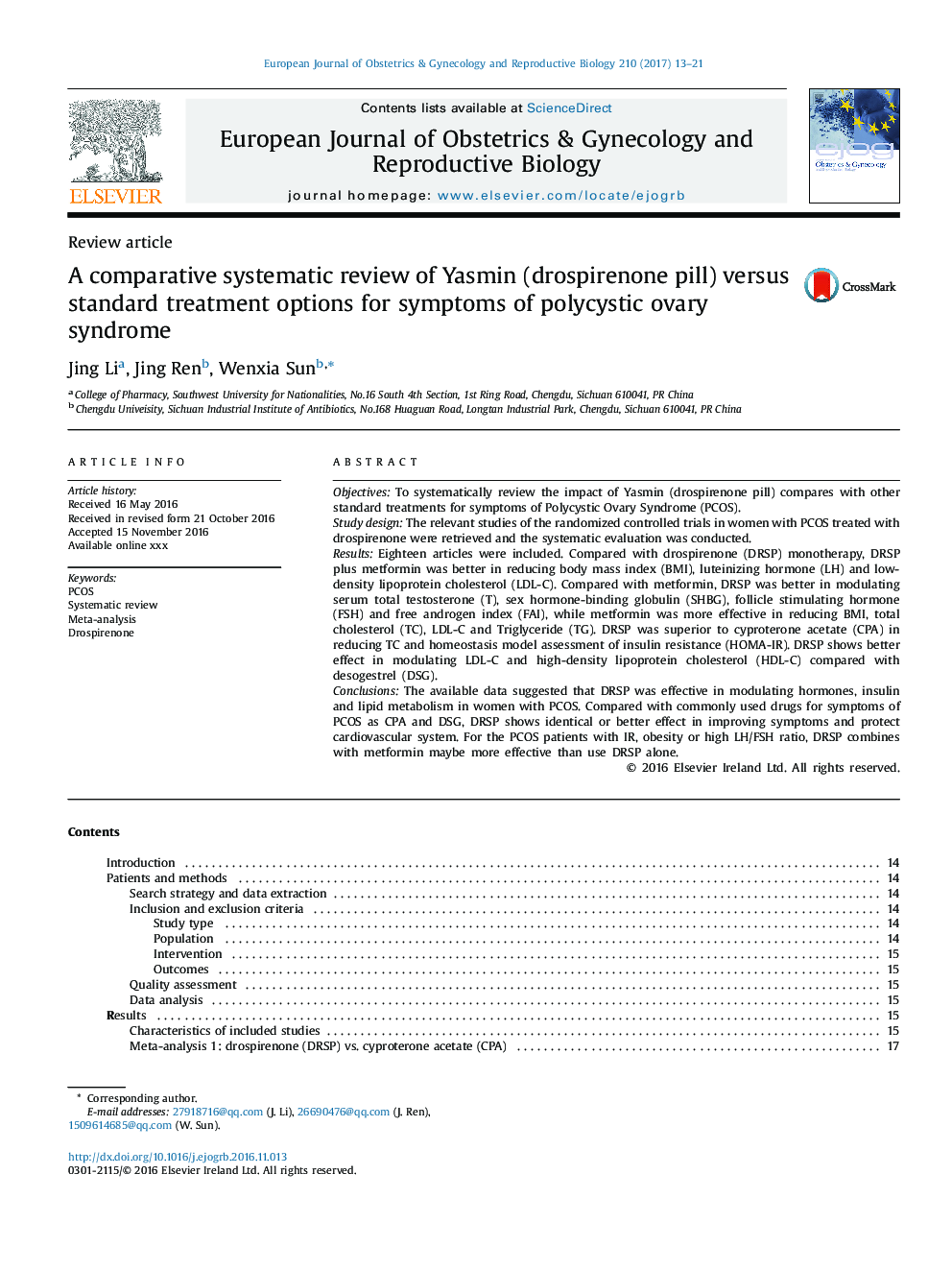 بررسی یک مقایسه تطبیقی ​​یاسمین (قرص داسپرانون) در مقایسه با گزینه های استاندارد برای علائم سندرم تخمدان پلی کیستیک 