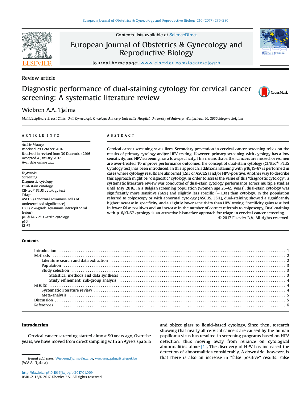 عملکرد تشخیصی سیتولوژی دو رنگی برای غربالگری سرطان دهانه رحم: یک بررسی ادبی سیستماتیک 