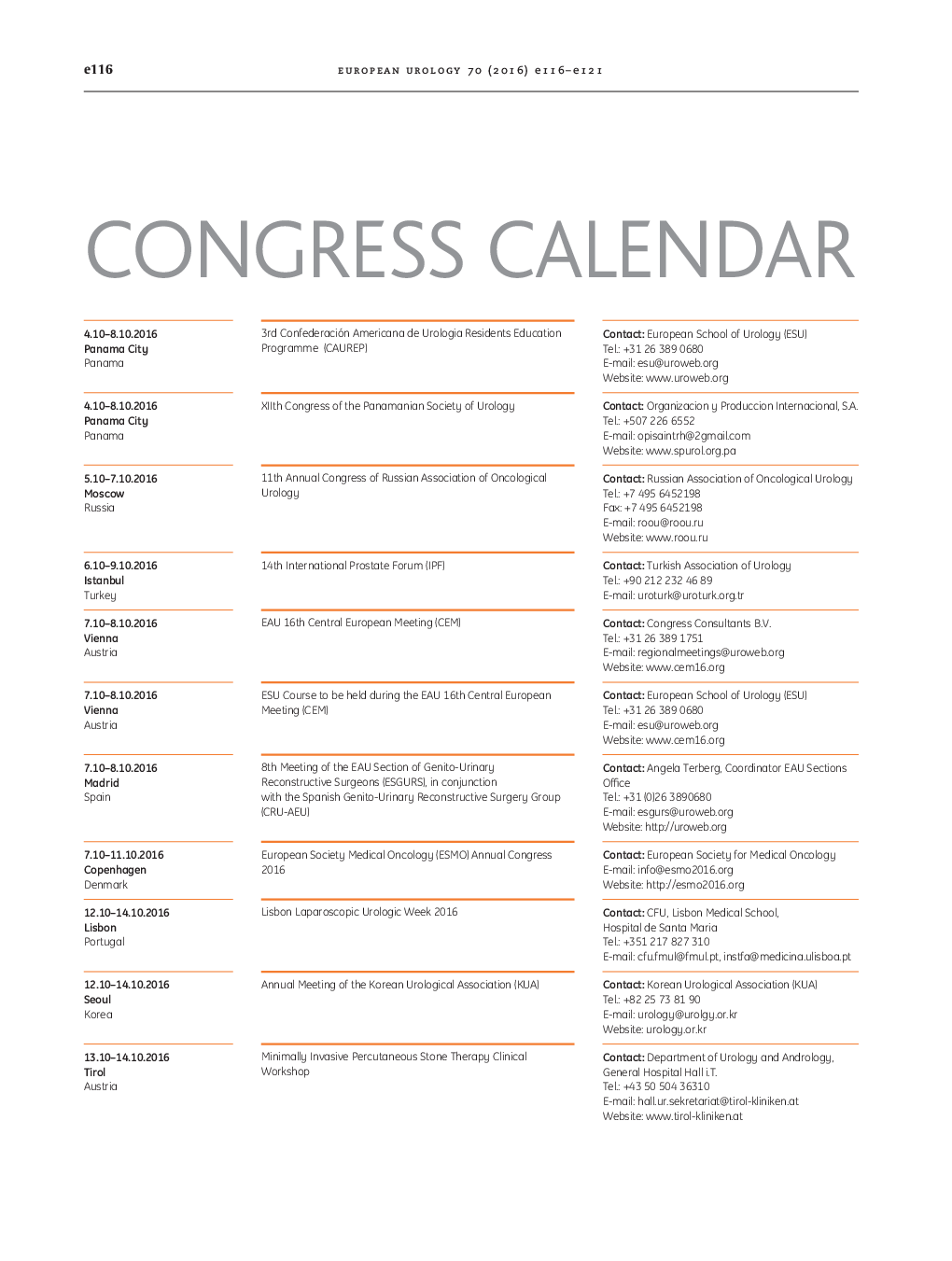 Congress Calendar