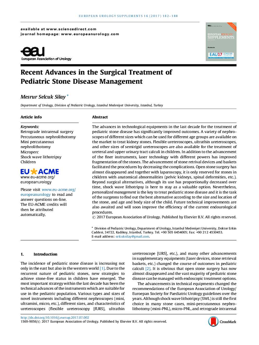 Recent Advances in the Surgical Treatment of Pediatric Stone Disease Management