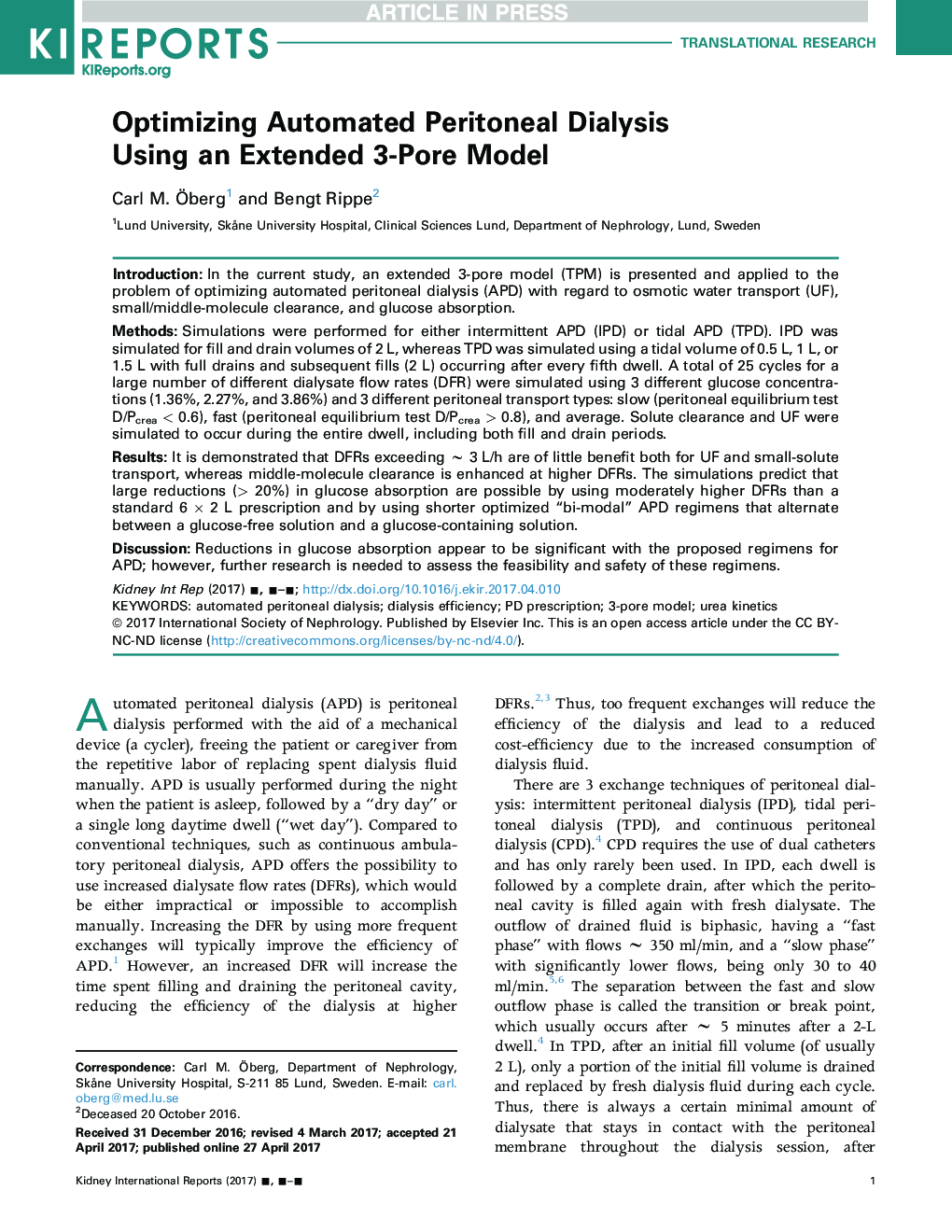 Optimizing Automated Peritoneal Dialysis Using an Extended 3-Pore Model