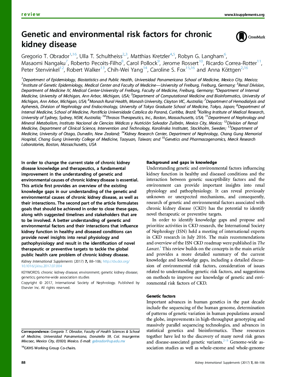 Genetic and environmental risk factors for chronic kidney disease