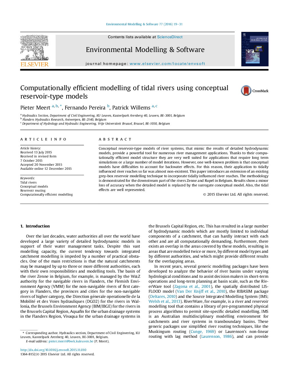 Computationally efficient modelling of tidal rivers using conceptual reservoir-type models