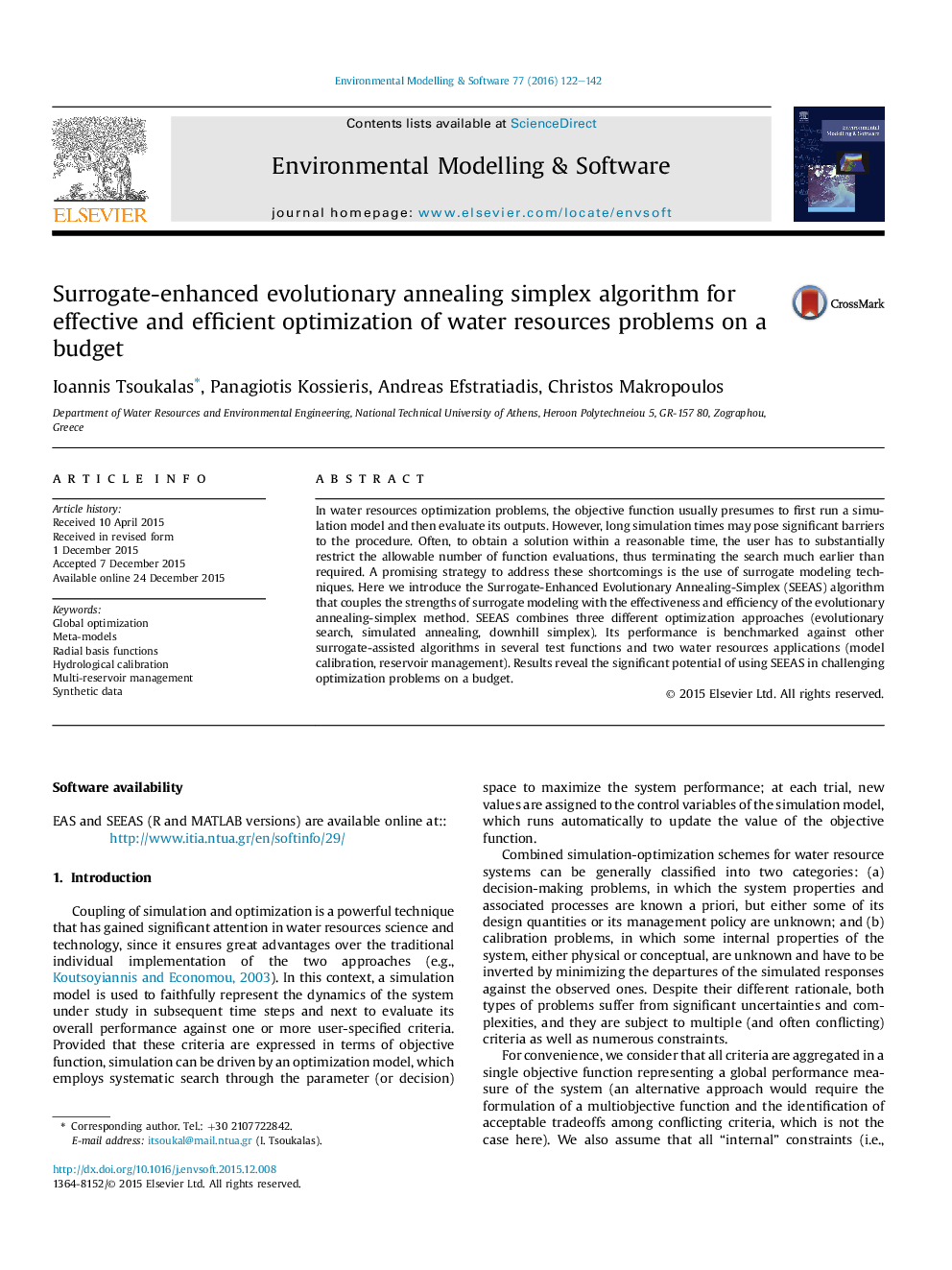 Surrogate-enhanced evolutionary annealing simplex algorithm for effective and efficient optimization of water resources problems on a budget