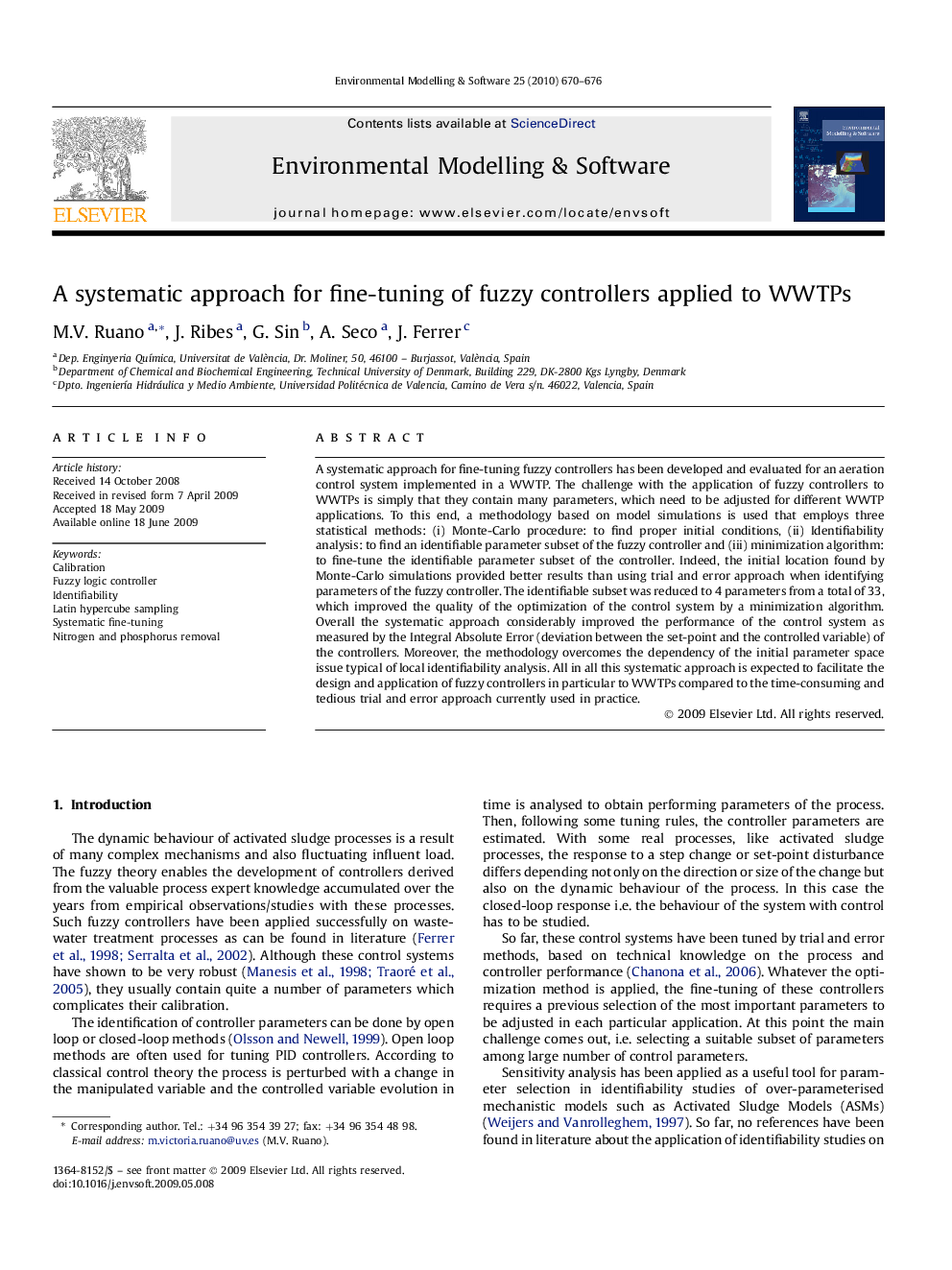 A systematic approach for fine-tuning of fuzzy controllers applied to WWTPs