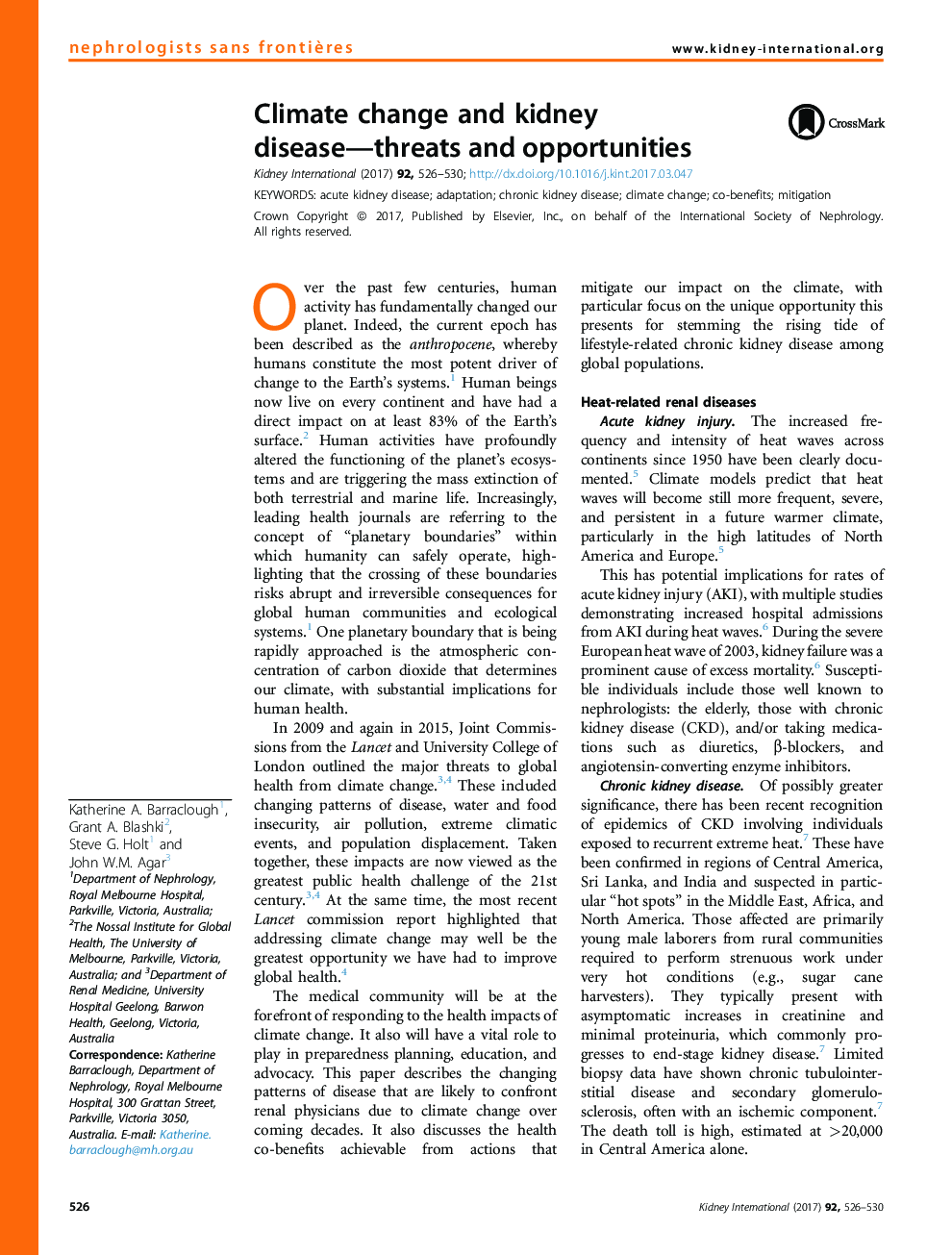 Climate change and kidney disease-threats and opportunities