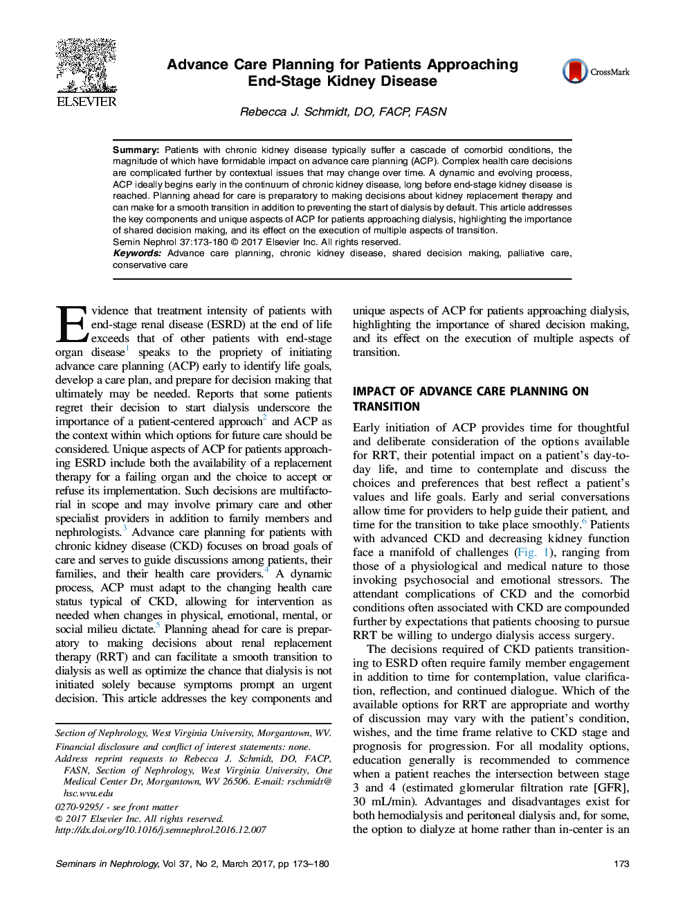 Advance Care Planning for Patients Approaching End-Stage Kidney Disease
