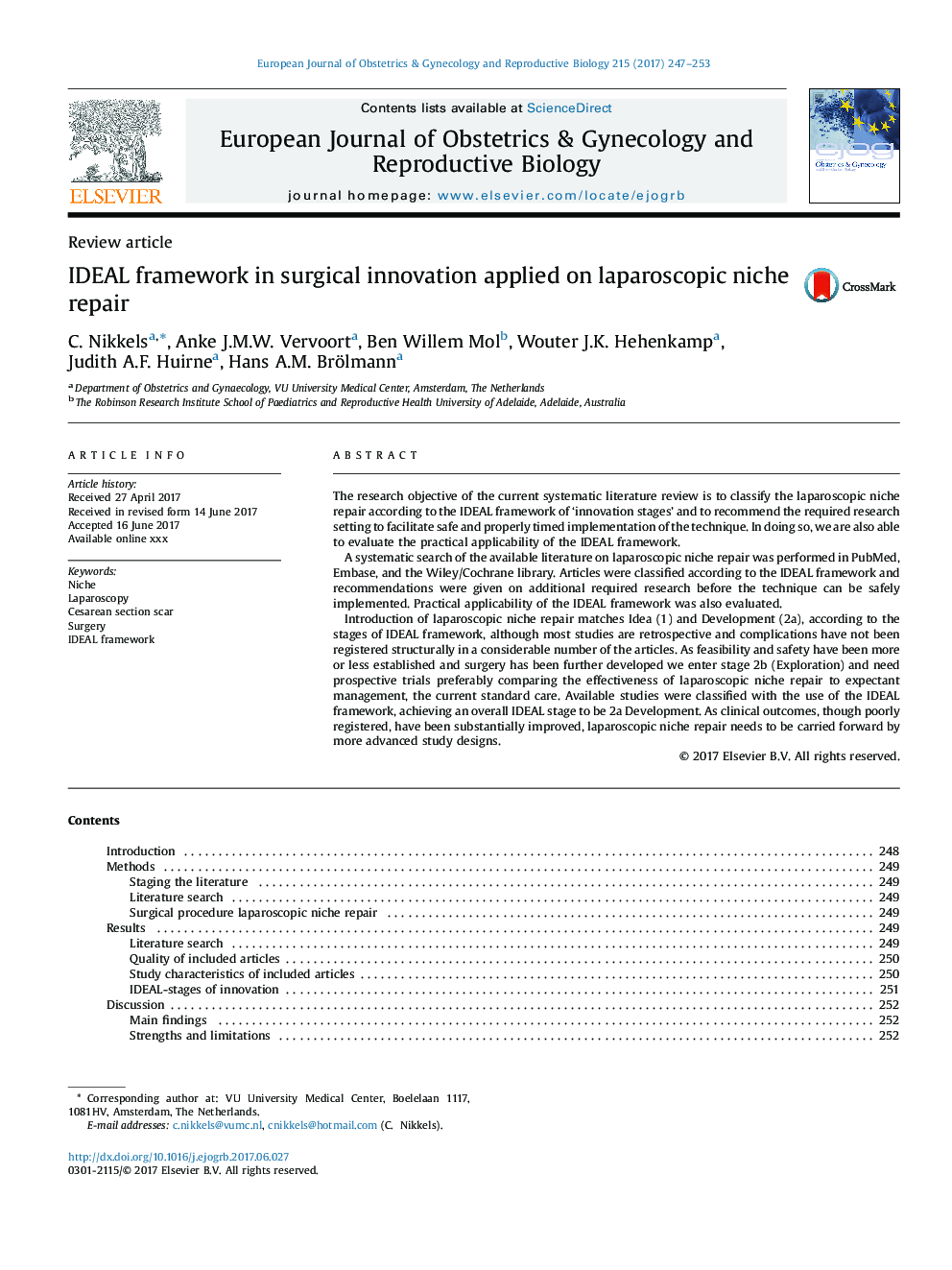 IDEAL framework in surgical innovation applied on laparoscopic niche repair