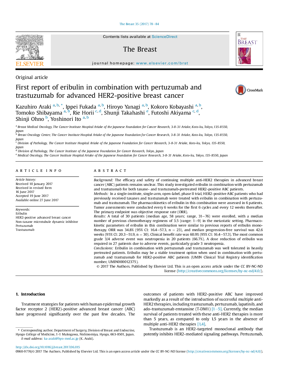 First report of eribulin in combination with pertuzumab and trastuzumab for advanced HER2-positive breast cancer