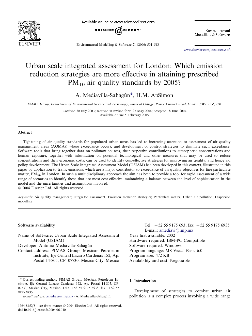 Urban scale integrated assessment for London: Which emission reduction strategies are more effective in attaining prescribed PM10 air quality standards by 2005?