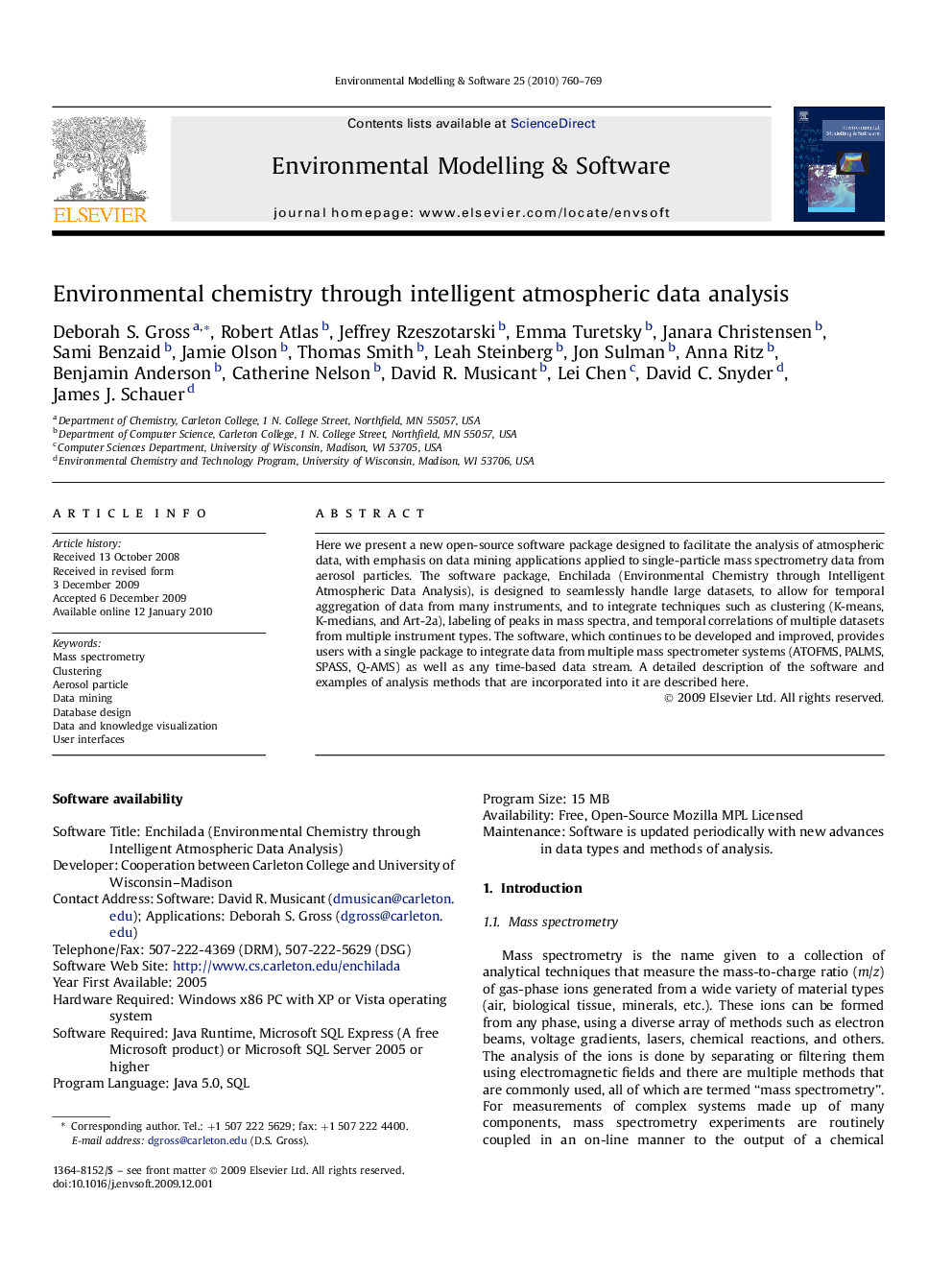 Environmental chemistry through intelligent atmospheric data analysis