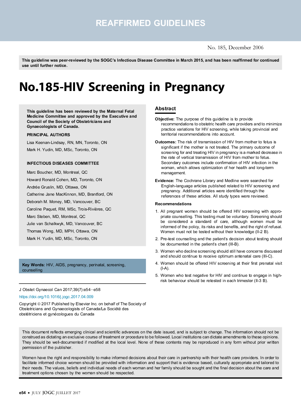 شماره 185-غربالگری ایدز در بارداری 