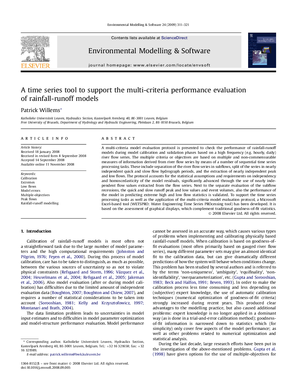 A time series tool to support the multi-criteria performance evaluation of rainfall-runoff models