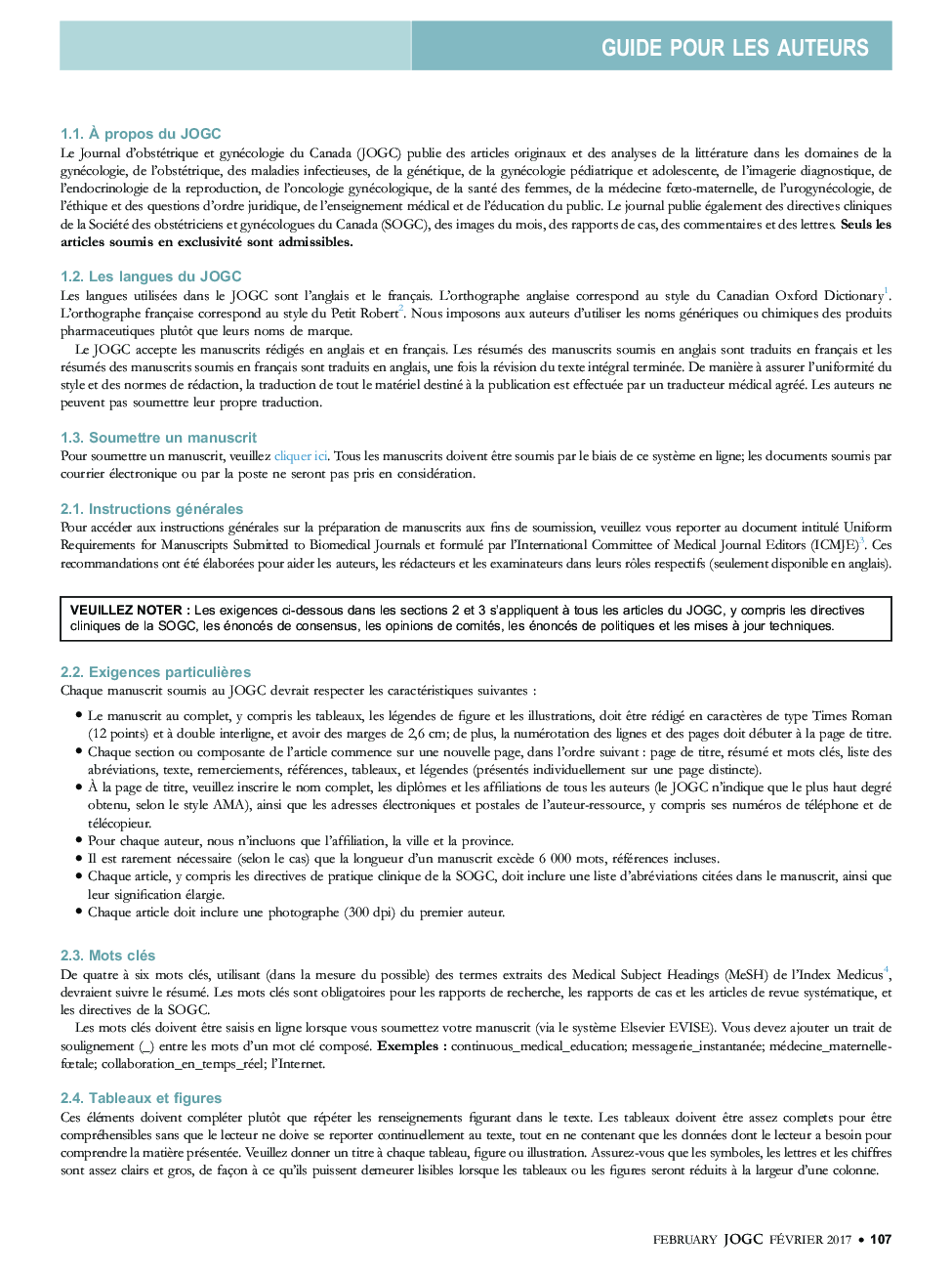 Guide for Authors French