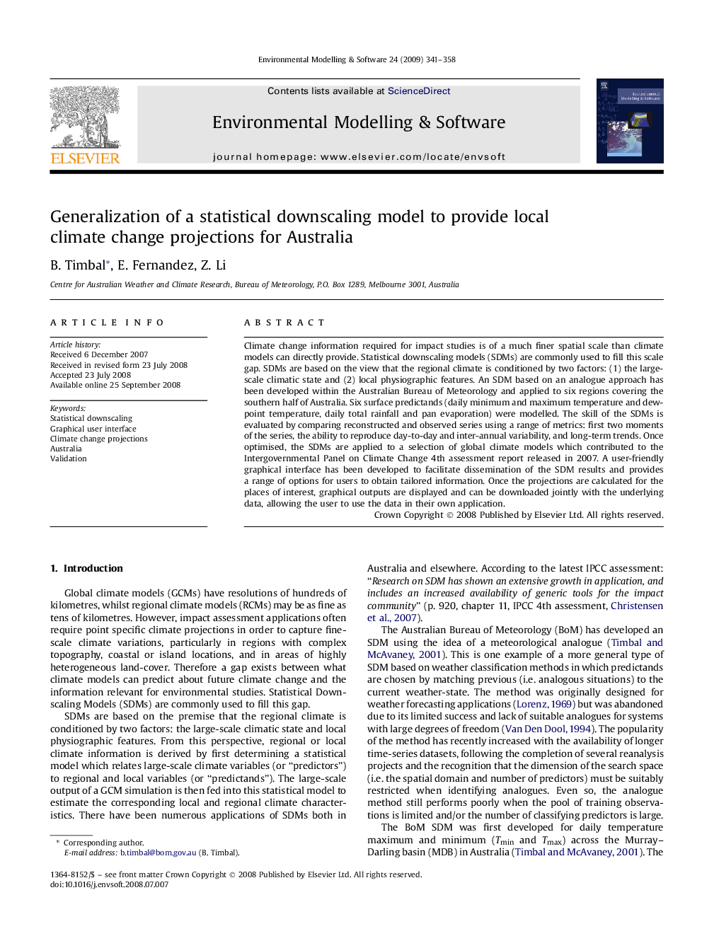 Generalization of a statistical downscaling model to provide local climate change projections for Australia