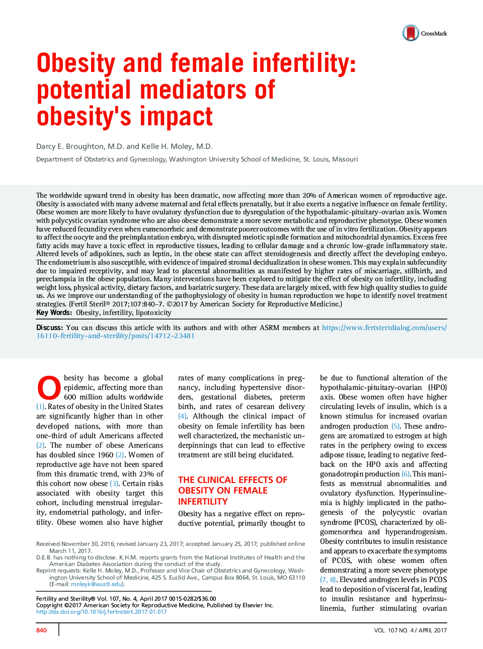 Obesity and female infertility: potential mediators of obesity's impact