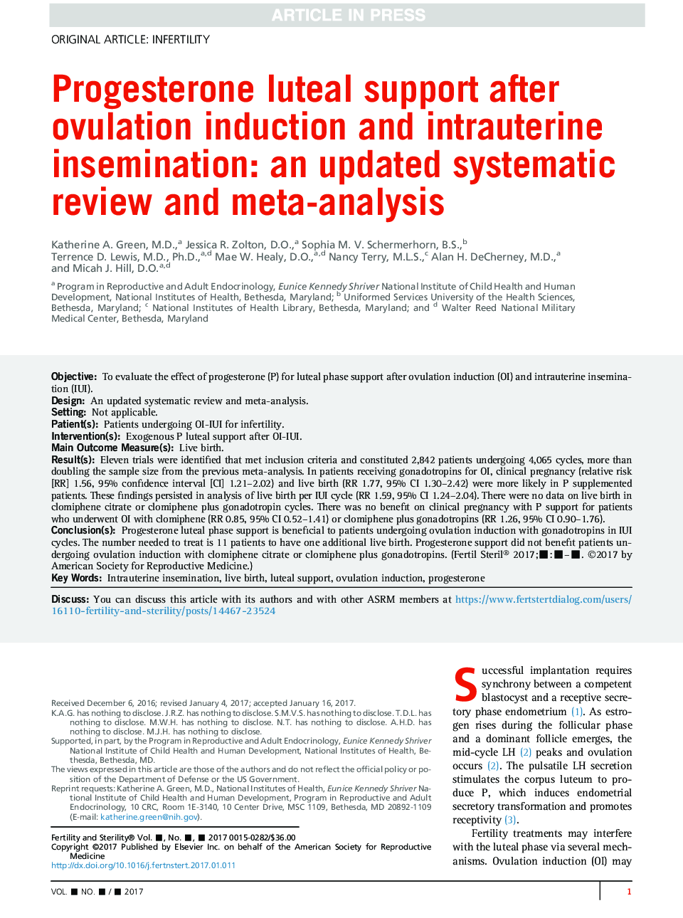 Progesterone luteal support after ovulation induction and intrauterine insemination: an updated systematic review and meta-analysis