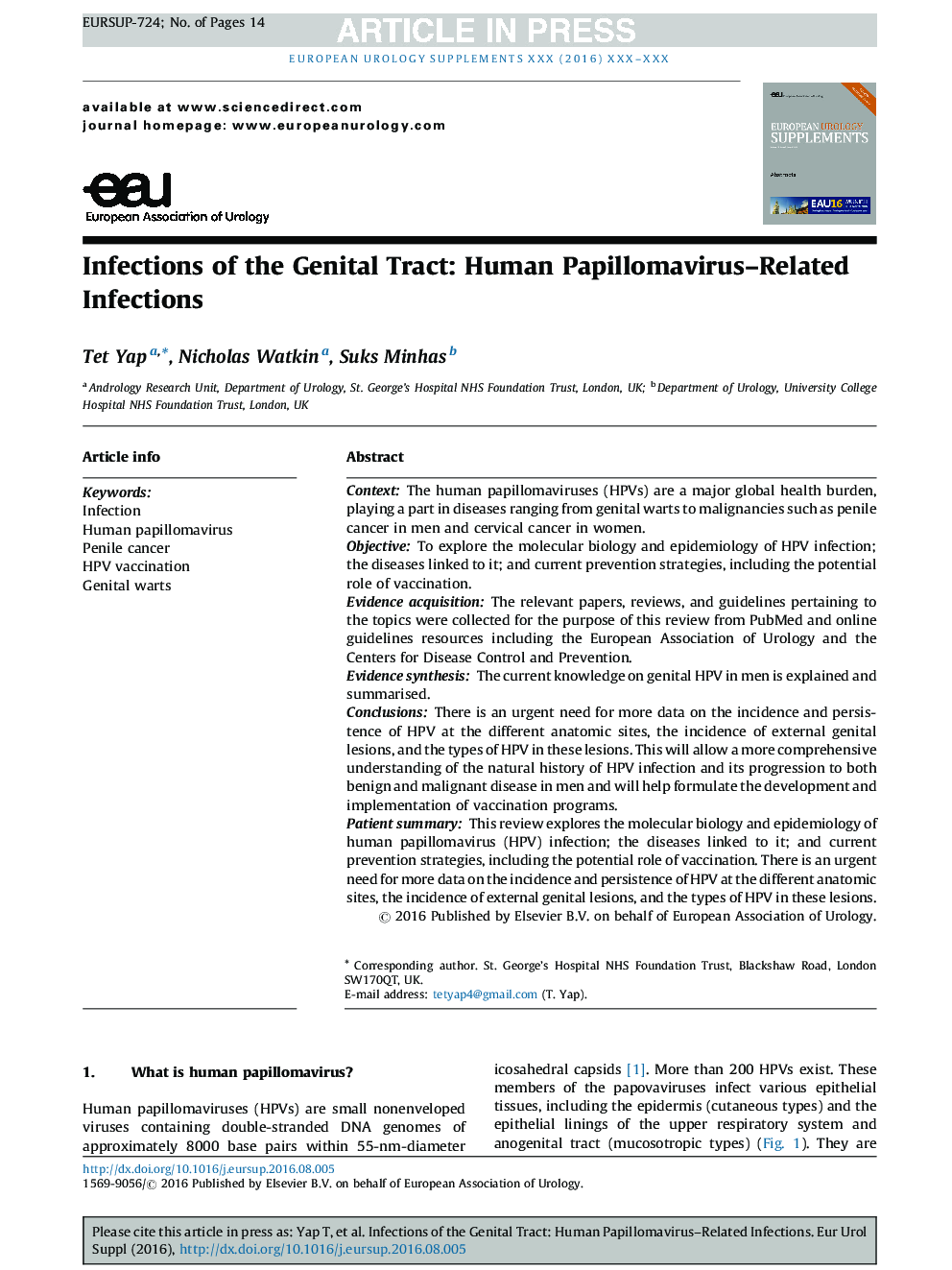 Infections of the Genital Tract: Human Papillomavirus-Related Infections