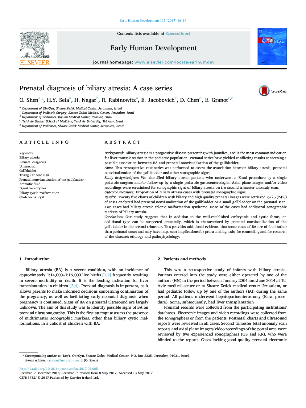 Prenatal diagnosis of biliary atresia: A case series