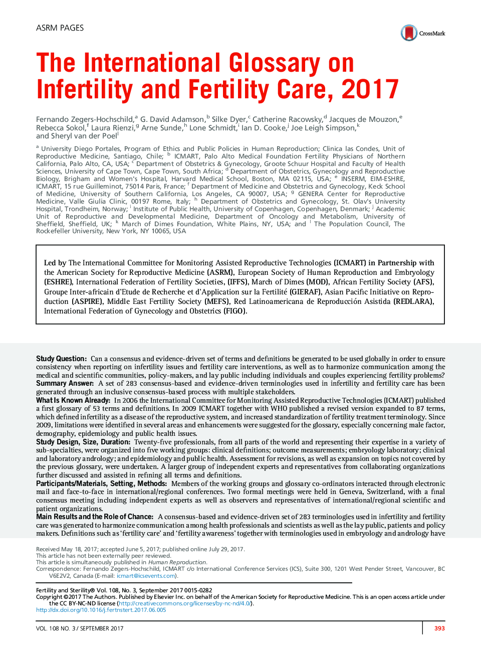 The International Glossary on Infertility and Fertility Care, 2017