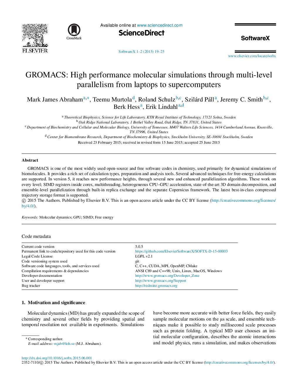 GROMACS: High performance molecular simulations through multi-level parallelism from laptops to supercomputers