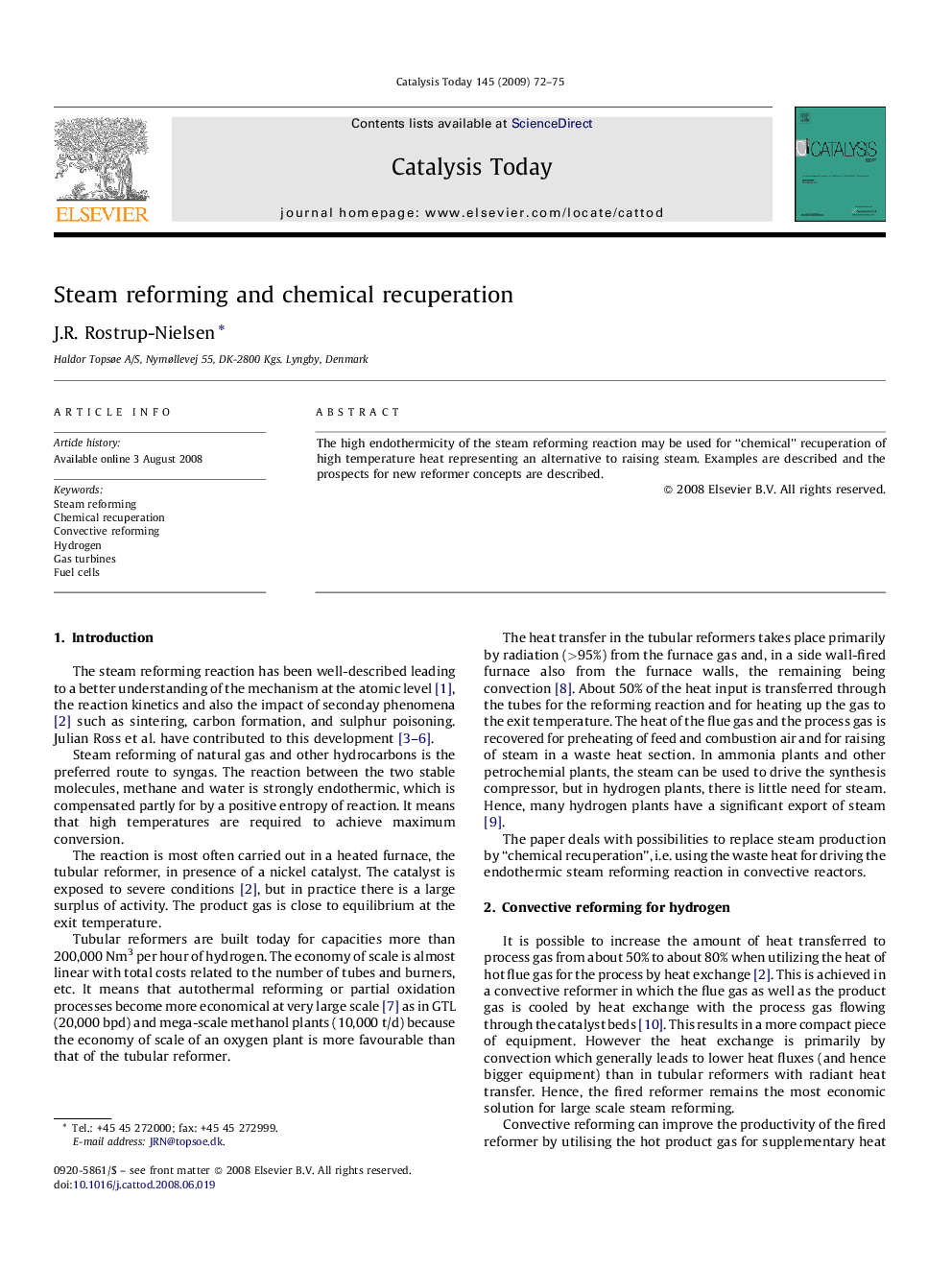 Steam reforming and chemical recuperation