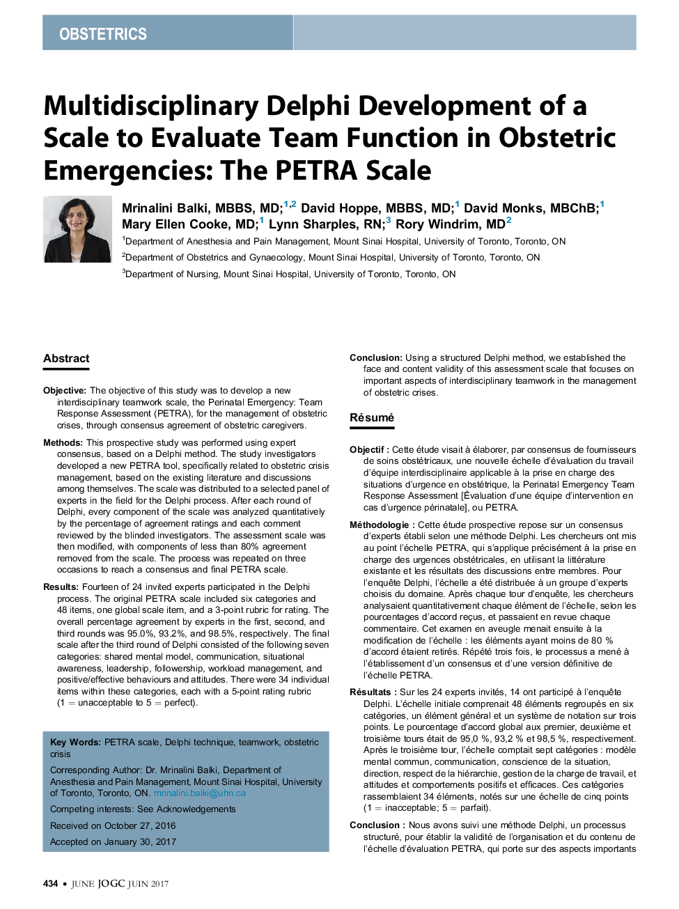 Multidisciplinary Delphi Development of a Scale to Evaluate Team Function in Obstetric Emergencies: The PETRA Scale