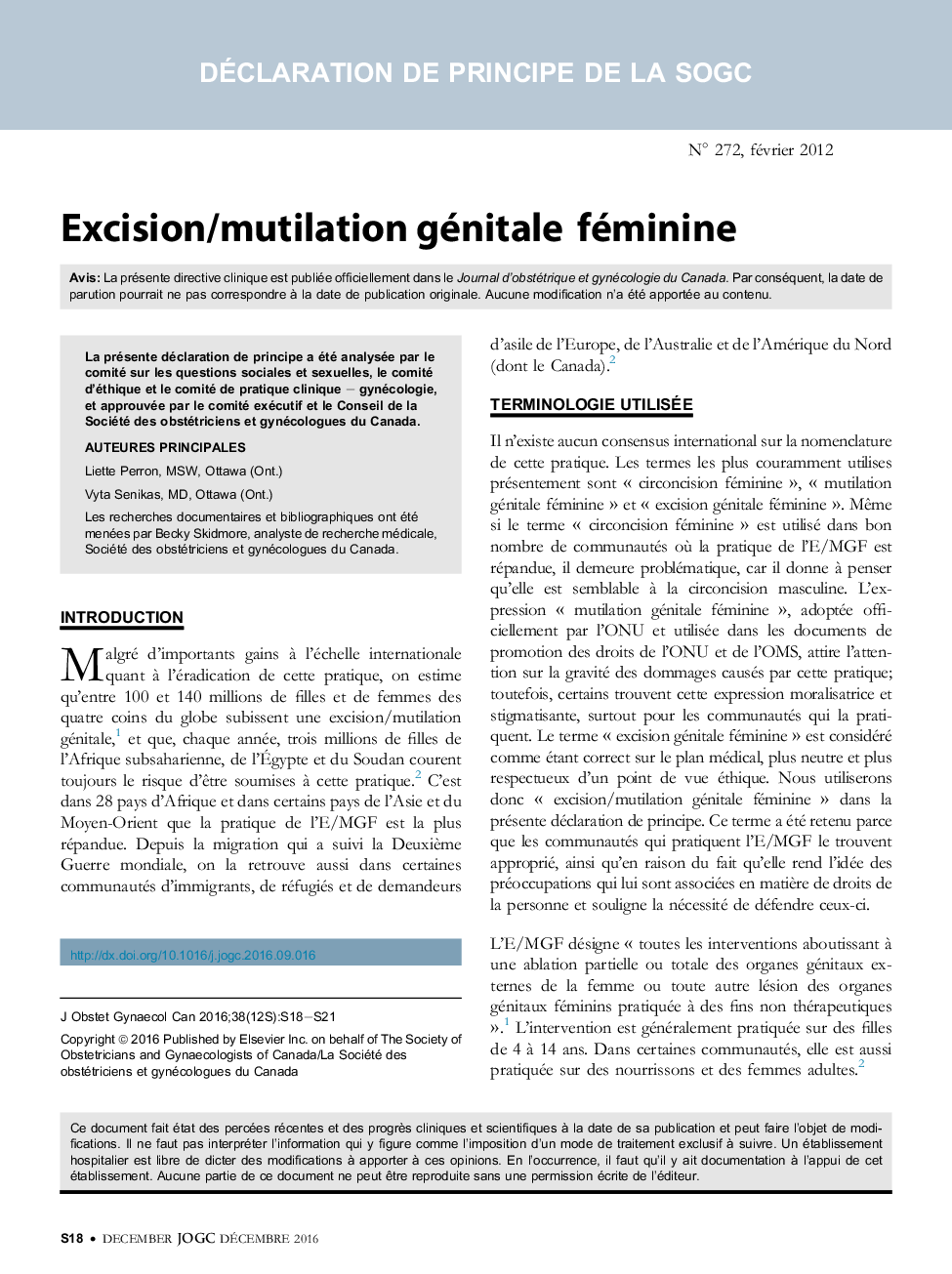 Excision/mutilation génitale féminine