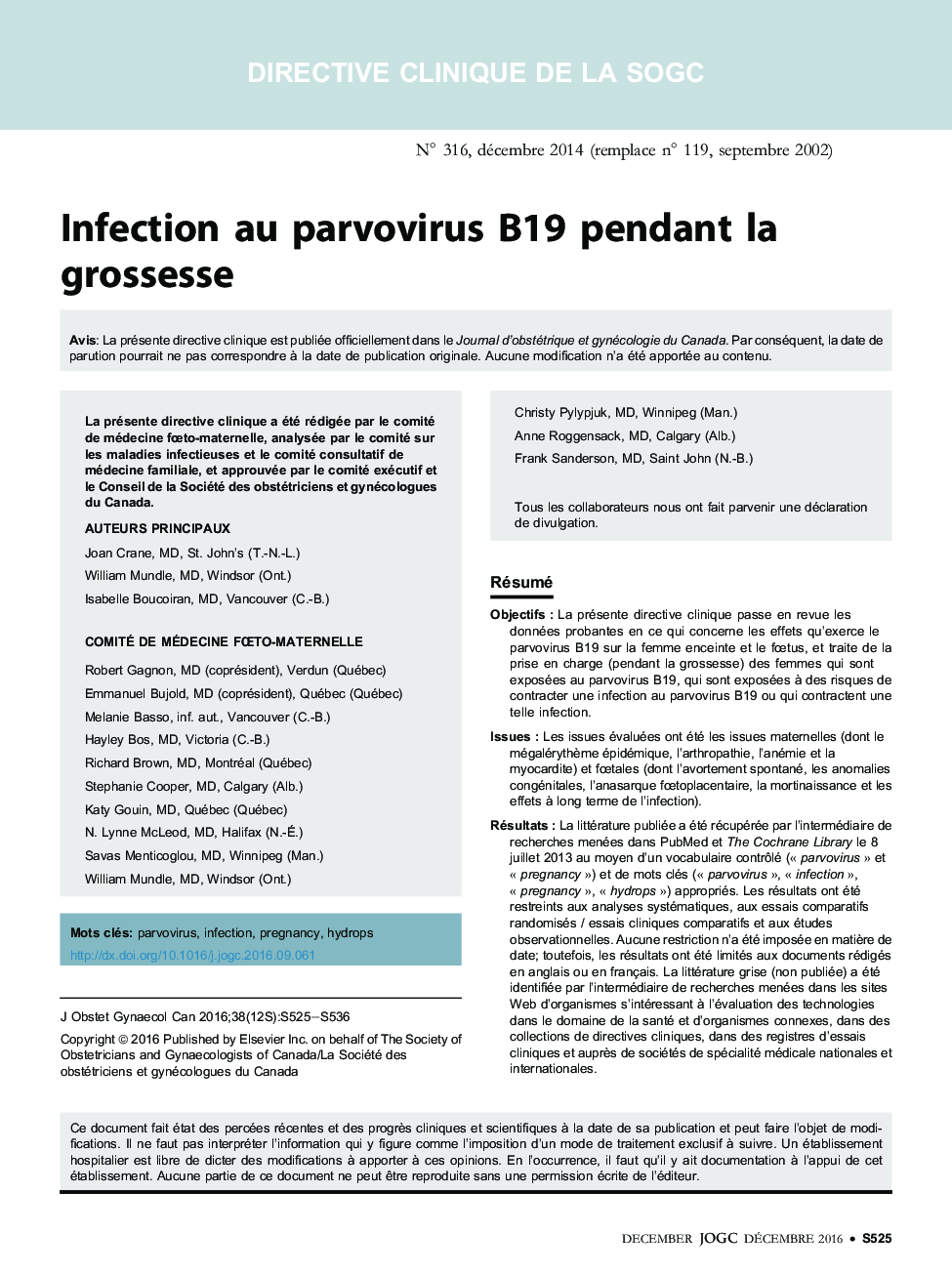 Infection au parvovirus B19 pendant la grossesse