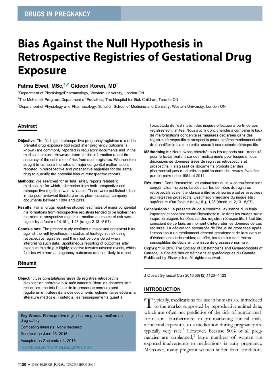 Bias Against the Null Hypothesis in Retrospective Registries of Gestational Drug Exposure