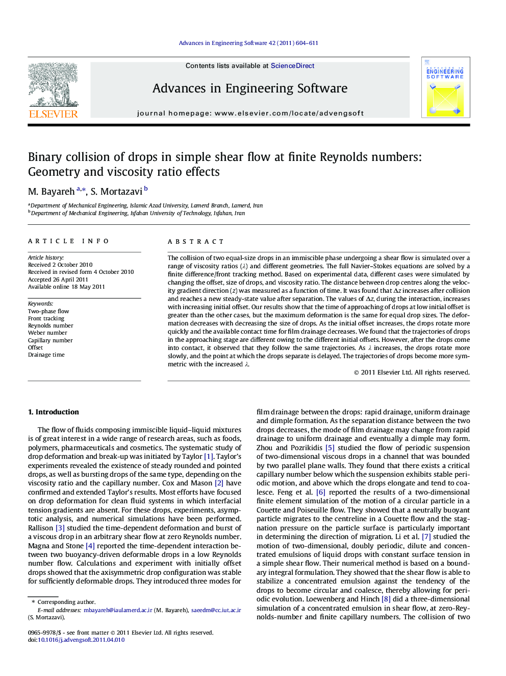 Binary collision of drops in simple shear flow at finite Reynolds numbers: Geometry and viscosity ratio effects