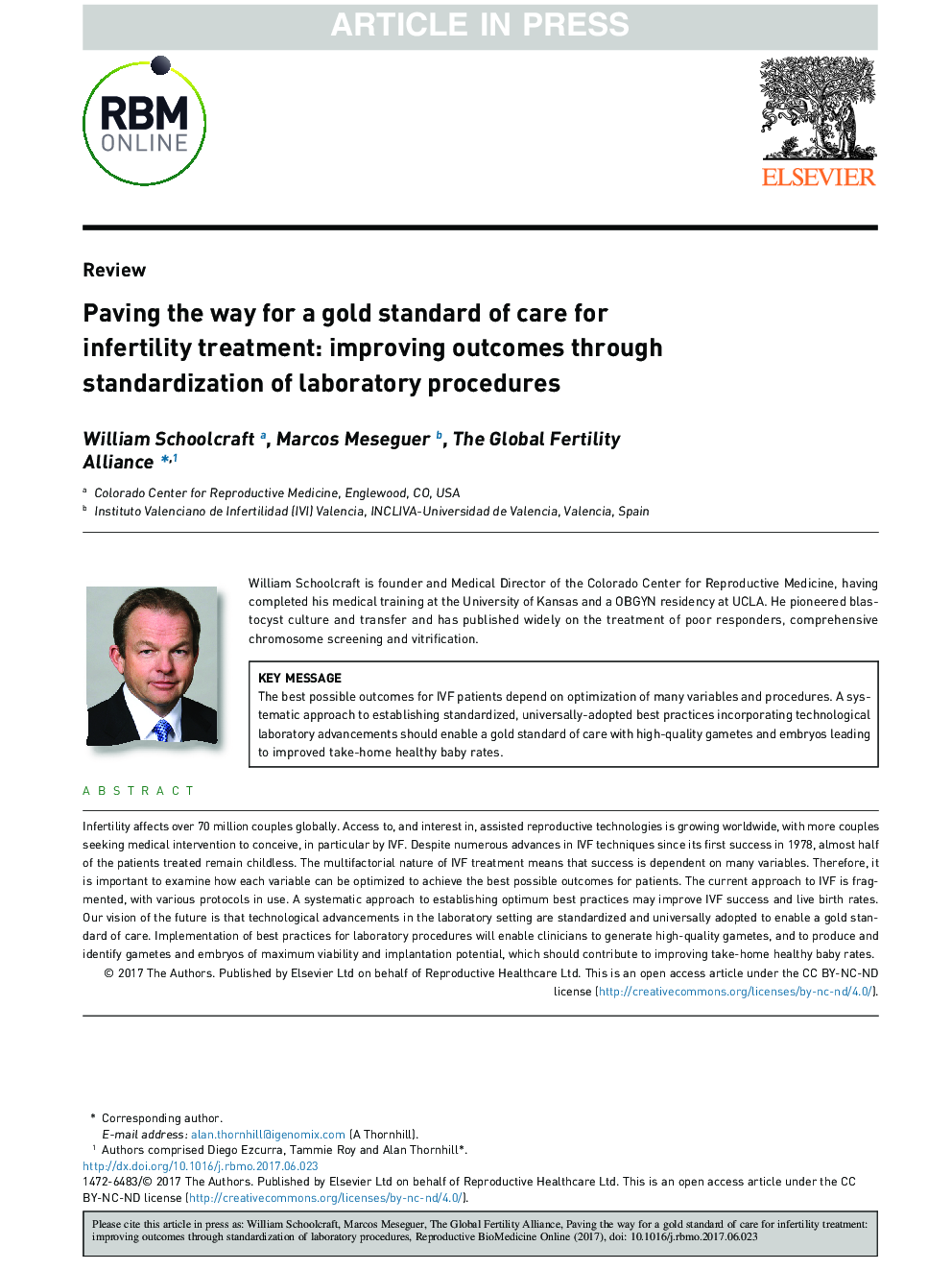 Paving the way for a gold standard of care for infertility treatment: improving outcomes through standardization of laboratory procedures