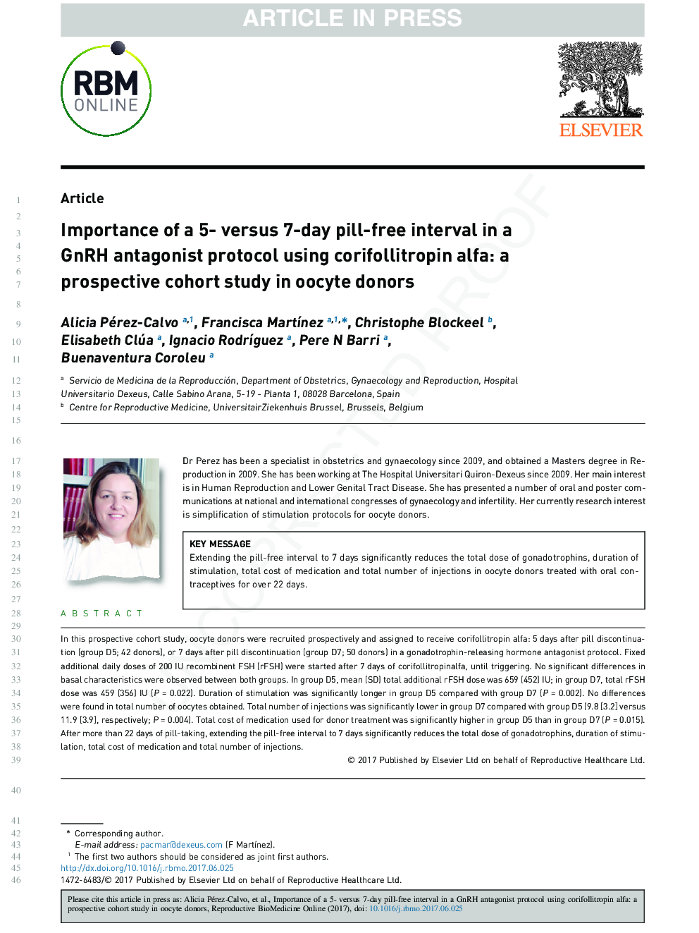 Importance of a 5- versus 7-day pill-free interval in a GnRH antagonist protocol using corifollitropin alfa: a prospective cohort study in oocyte donors