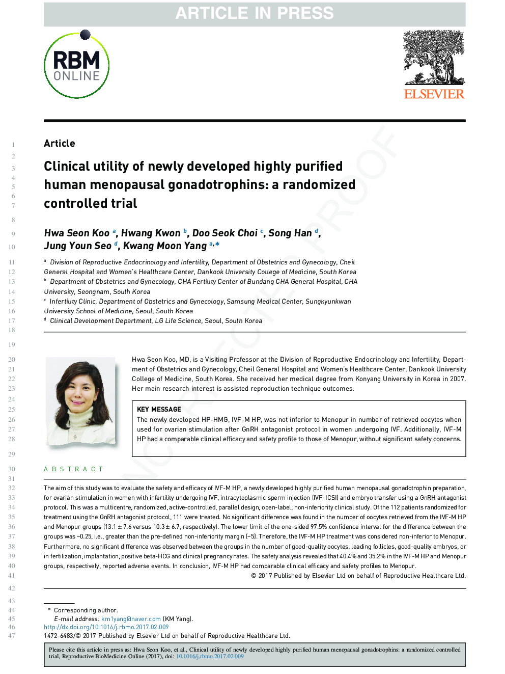 Clinical utility of newly developed highly purified human menopausal gonadotrophins: a randomized controlled trial