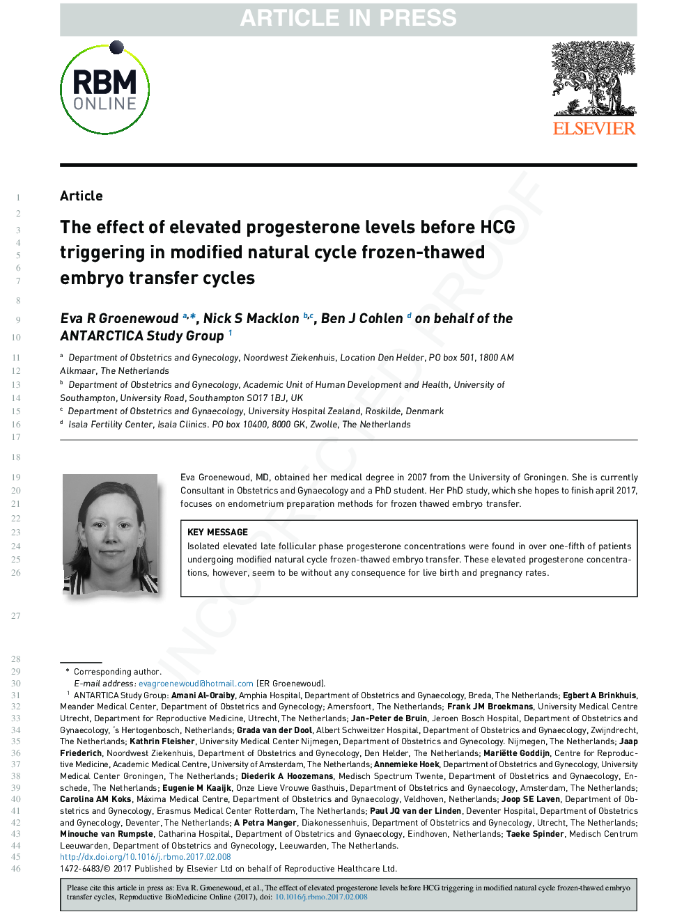 The effect of elevated progesterone levels before HCG triggering in modified natural cycle frozen-thawed embryo transfer cycles