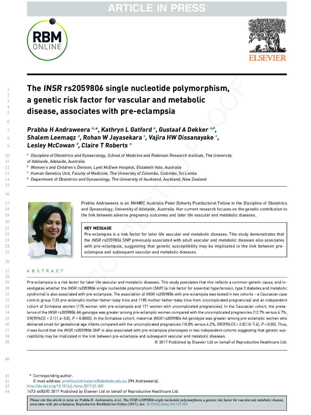 The INSR rs2059806 single nucleotide polymorphism, a genetic risk factor for vascular and metabolic disease, associates with pre-eclampsia