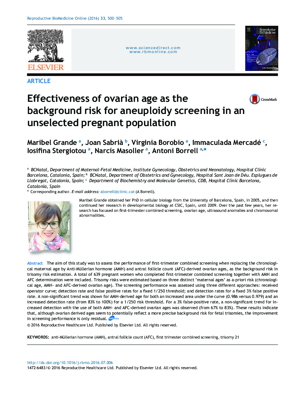 Effectiveness of ovarian age as the background risk for aneuploidy screening in an unselected pregnant population