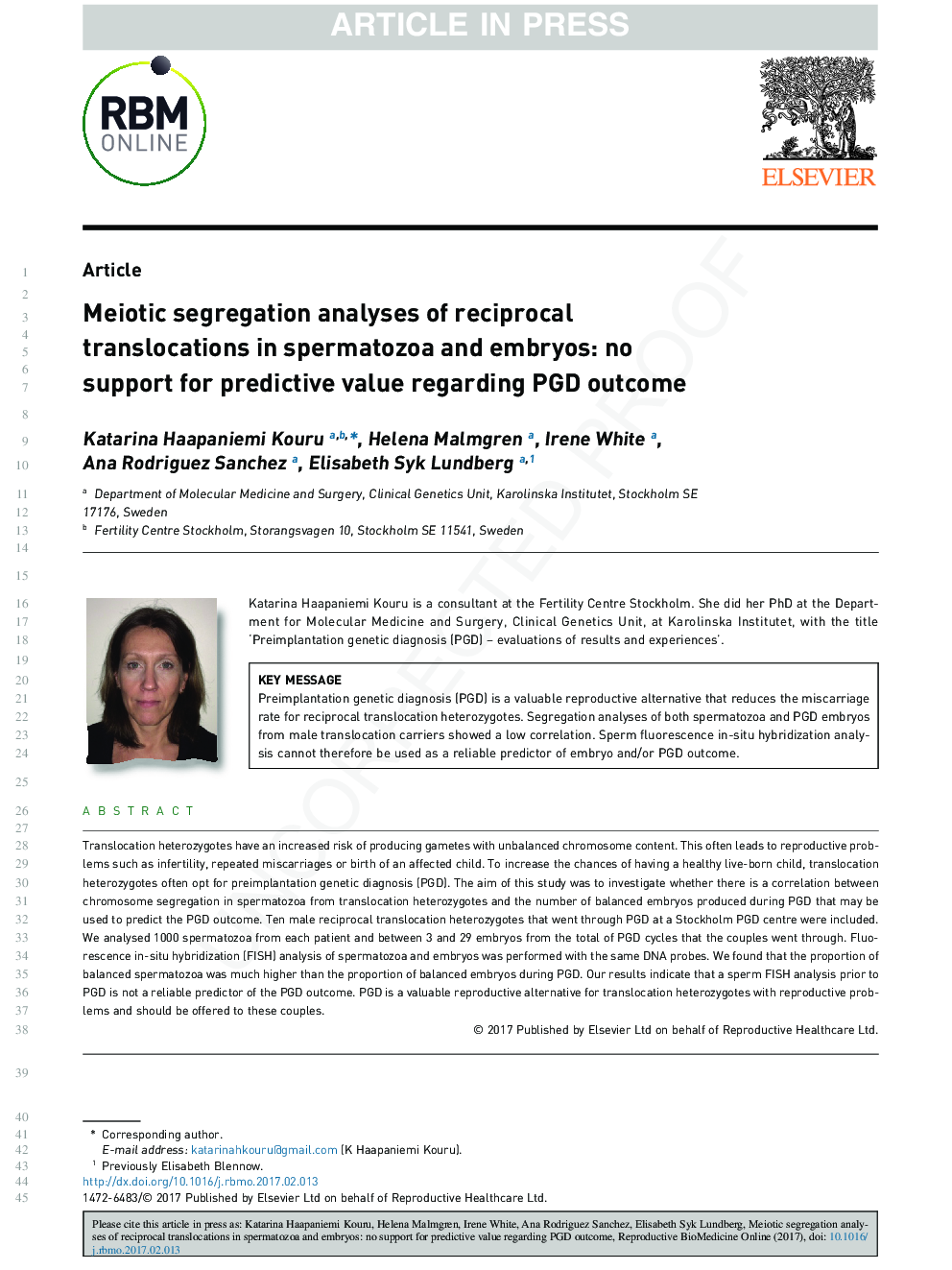 Meiotic segregation analyses of reciprocal translocations in spermatozoa and embryos: no support for predictive value regarding PGD outcome