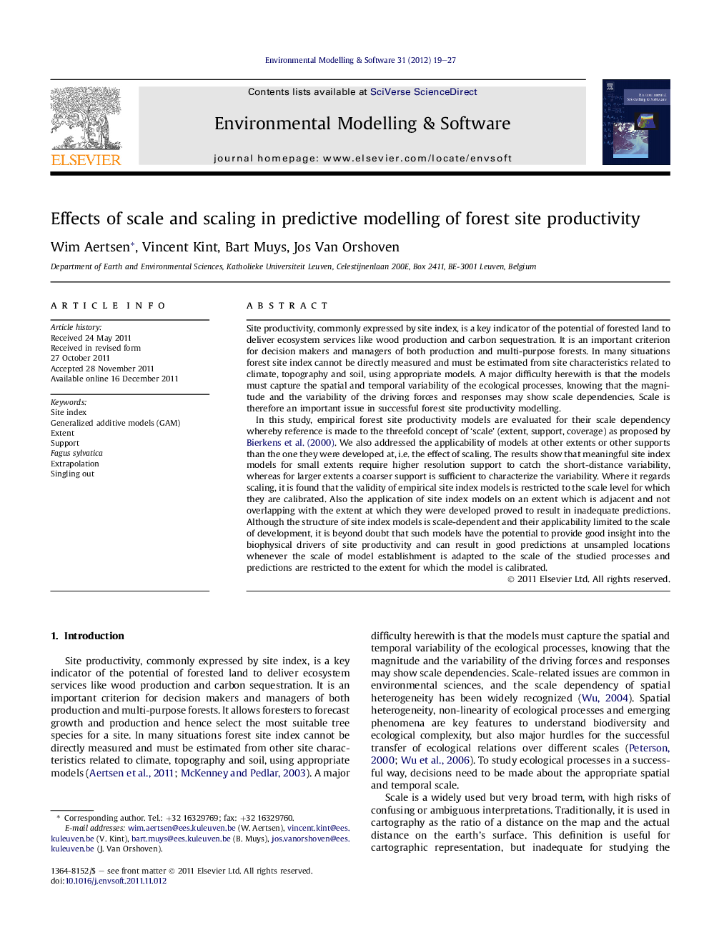 Effects of scale and scaling in predictive modelling of forest site productivity