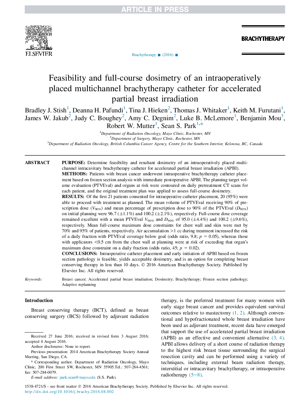 امکان سنجی و دوزیمتری کامل دوره ای از یک کاتتر برشیتراپی چند کاناله که درون عمل قرار می گیرد، برای تابش شارش نسبی شتاب دهنده 