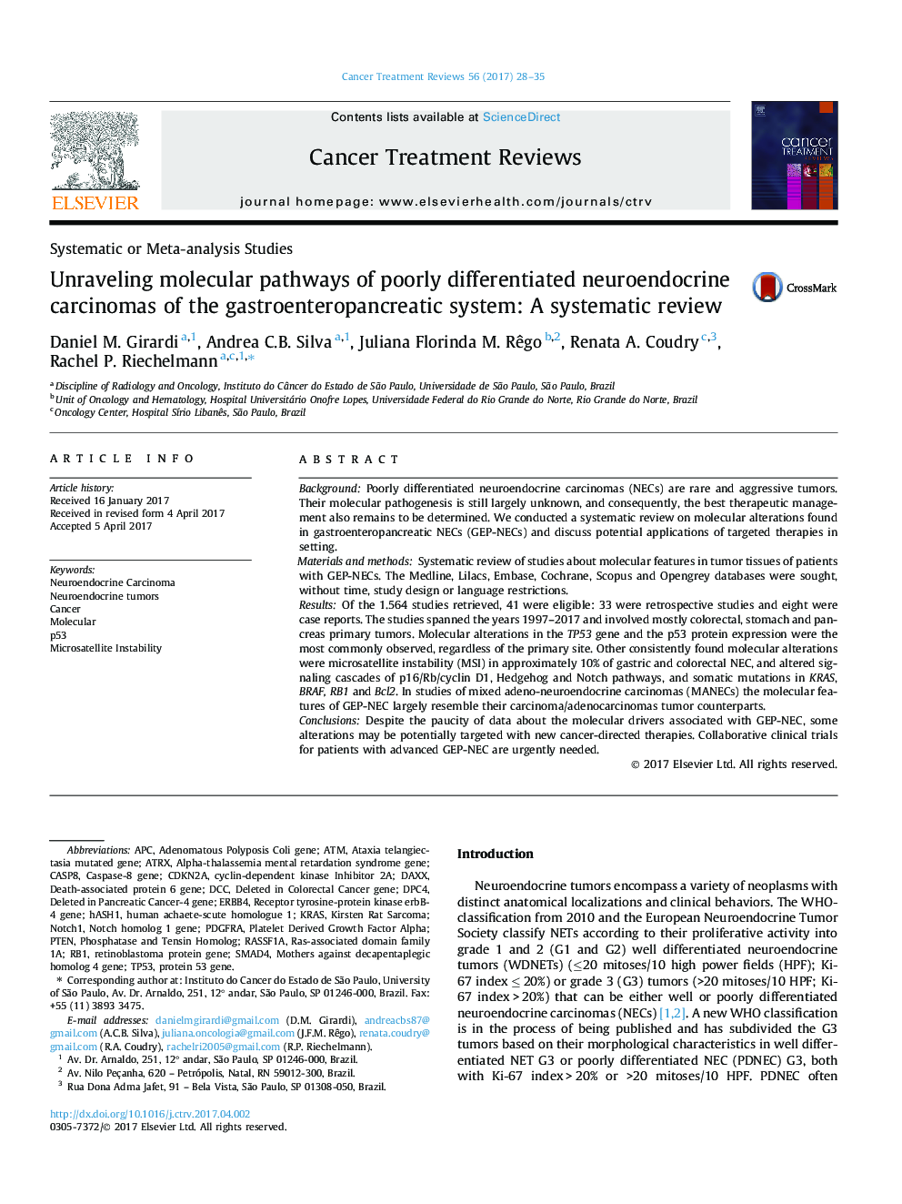 ردیابی مسیرهای مولکولی کارسینومهای نروندوکریین ضعیف شده سیستم گوارش و مجاری تنفسی: یک بررسی سیستماتیک 