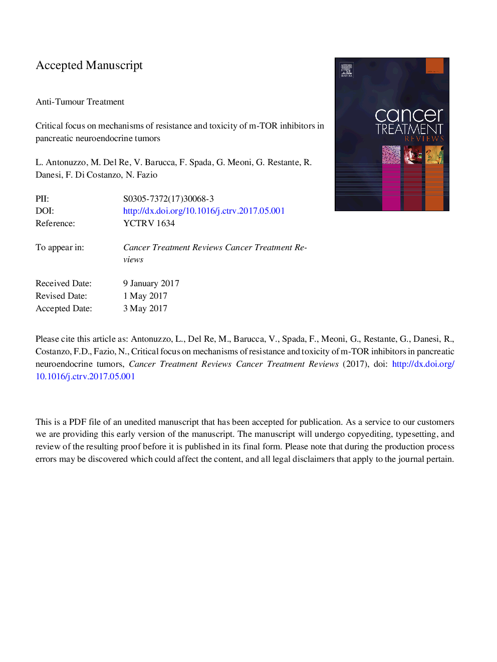 Critical focus on mechanisms of resistance and toxicity of m-TOR inhibitors in pancreatic neuroendocrine tumors