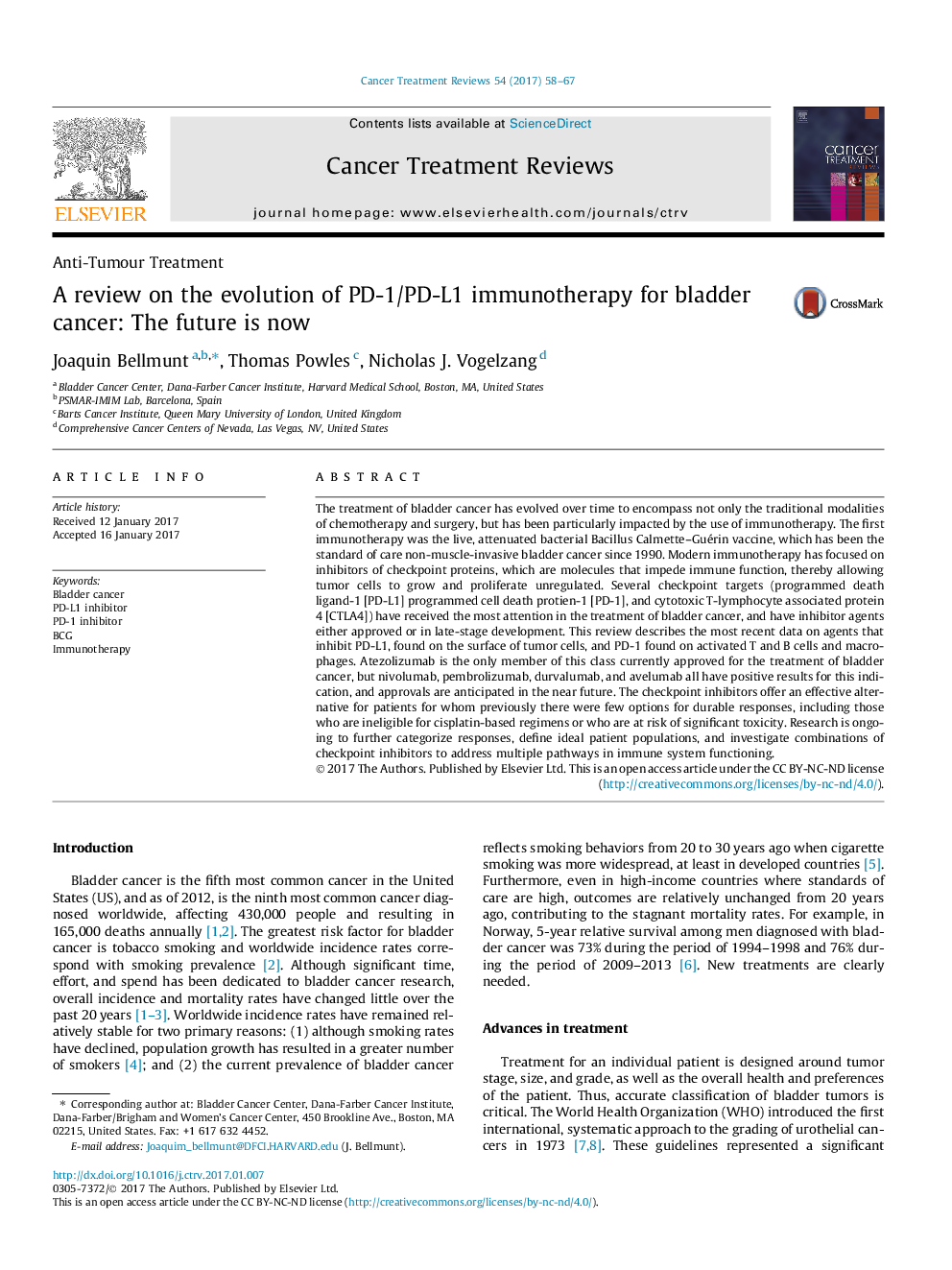 A review on the evolution of PD-1/PD-L1 immunotherapy for bladder cancer: The future is now