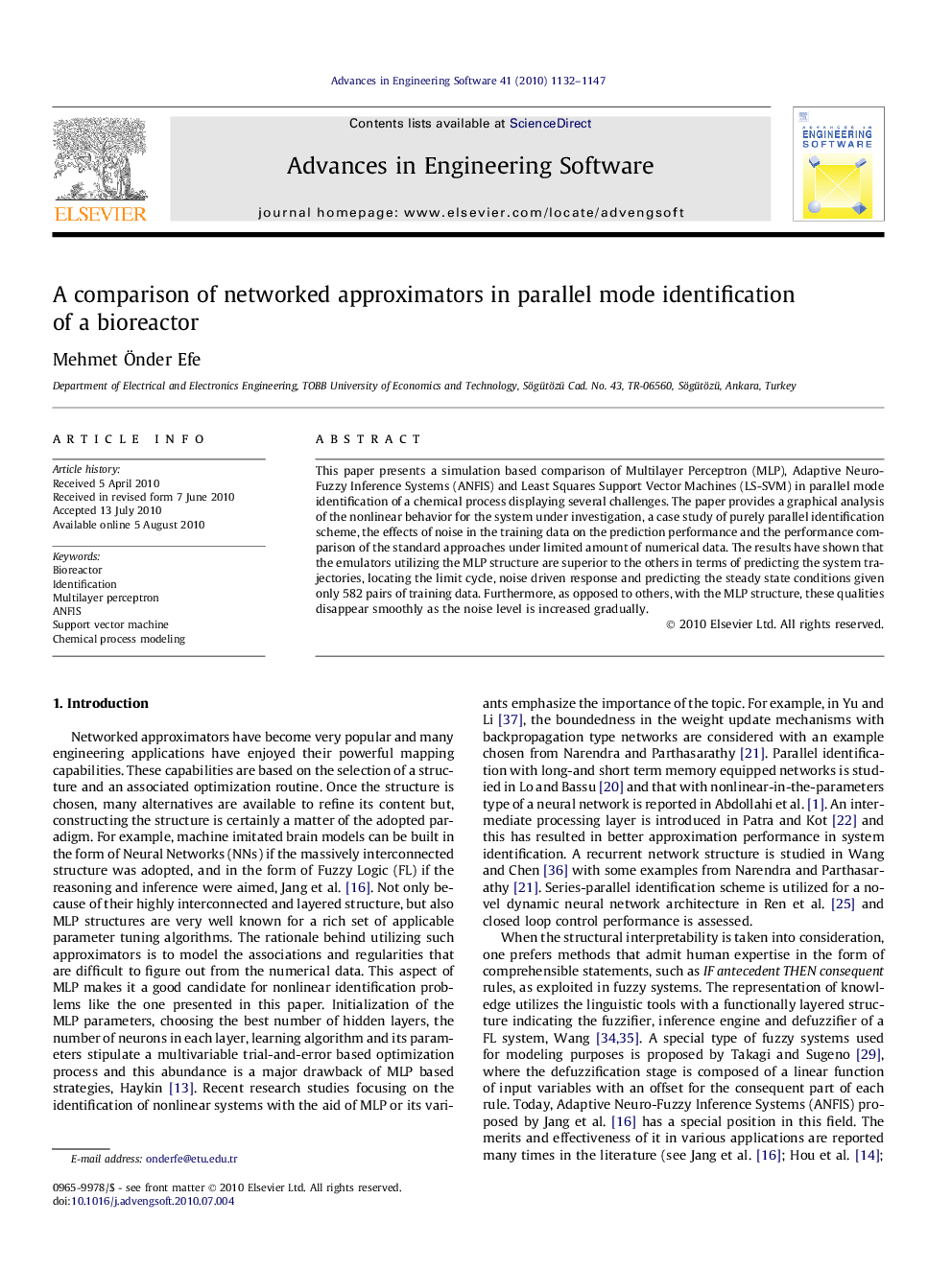 A comparison of networked approximators in parallel mode identification of a bioreactor