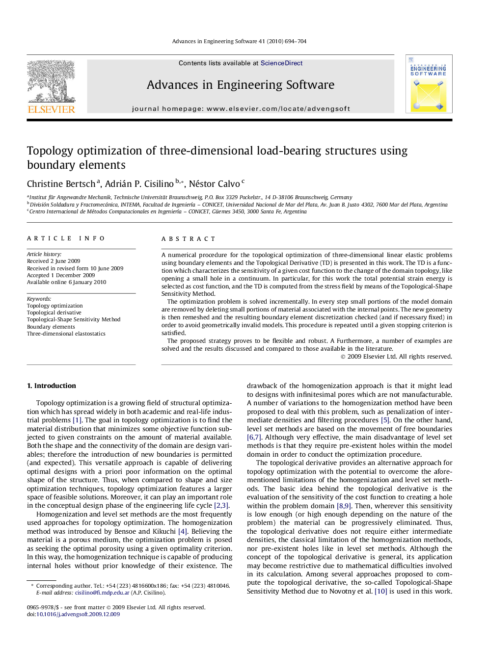 Topology optimization of three-dimensional load-bearing structures using boundary elements