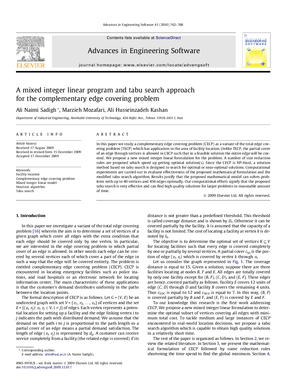 A mixed integer linear program and tabu search approach for the complementary edge covering problem